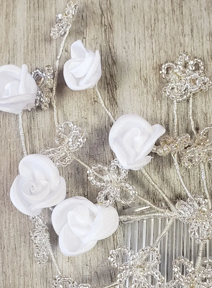 Accessoire cheveux mariage petites fleurs Blanc