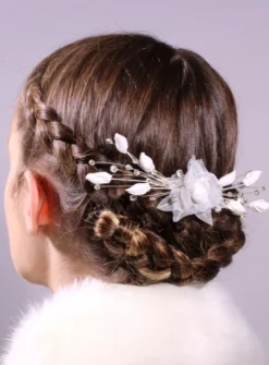 Accessoire chignon mariage fleurs et perles Blanc