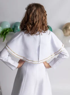 Aube de communion fille + cape brodée + cordon