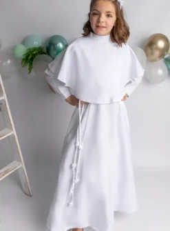 Aube de communion fille + cape + cordon