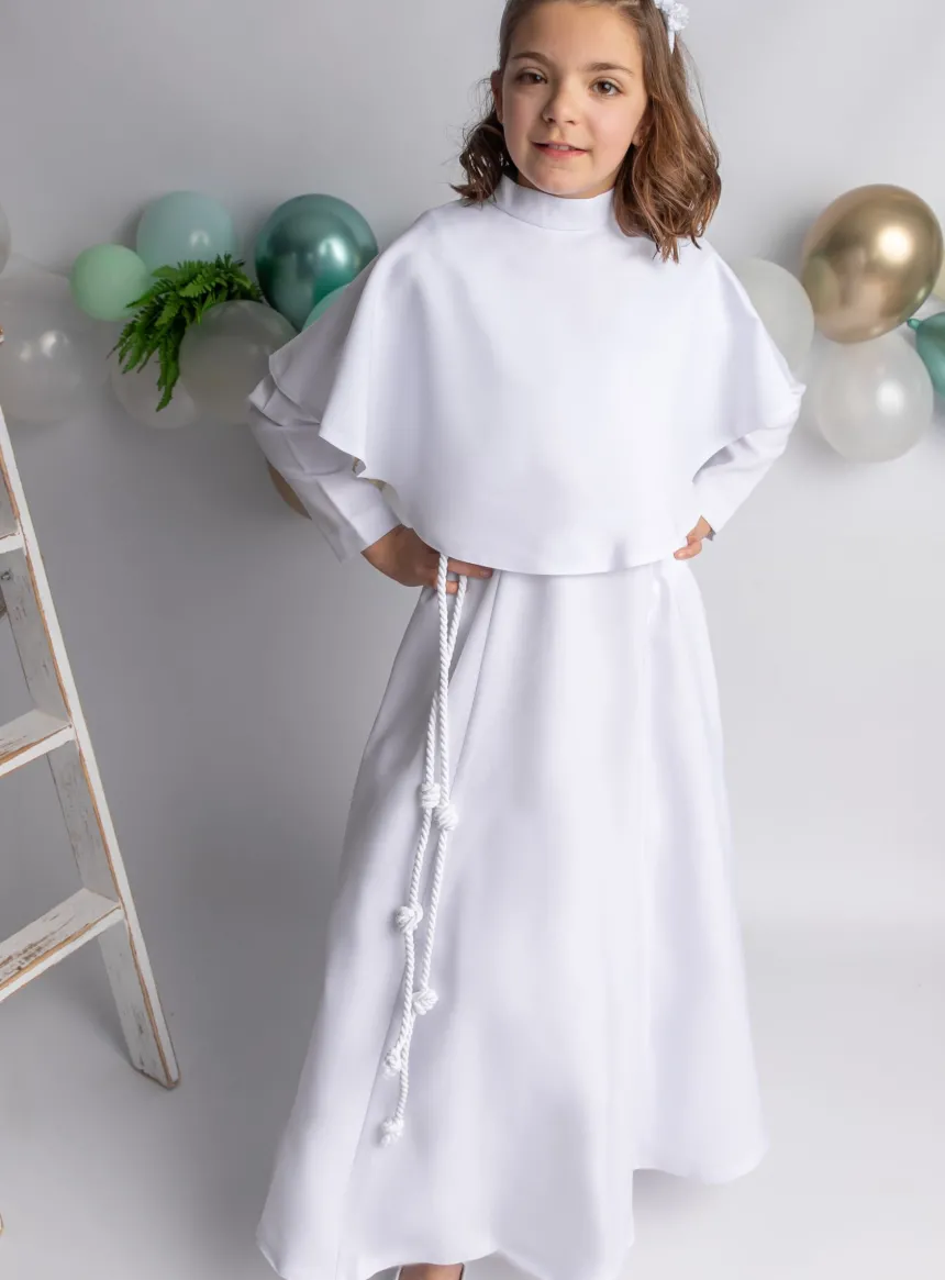 Aube de communion fille + cape + cordon