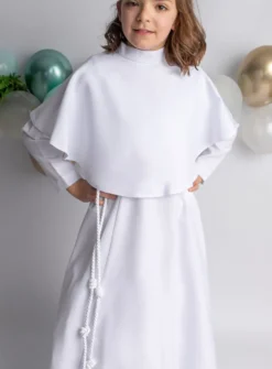 Aube de communion fille + cape + cordon
