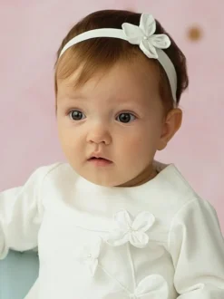 Bandeau baptême bébé fille avec fleur