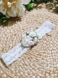 Bandeau Baptême Petite Fille pour coiffure florale