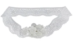 Bandeau bébé dentelle et perles Blanc