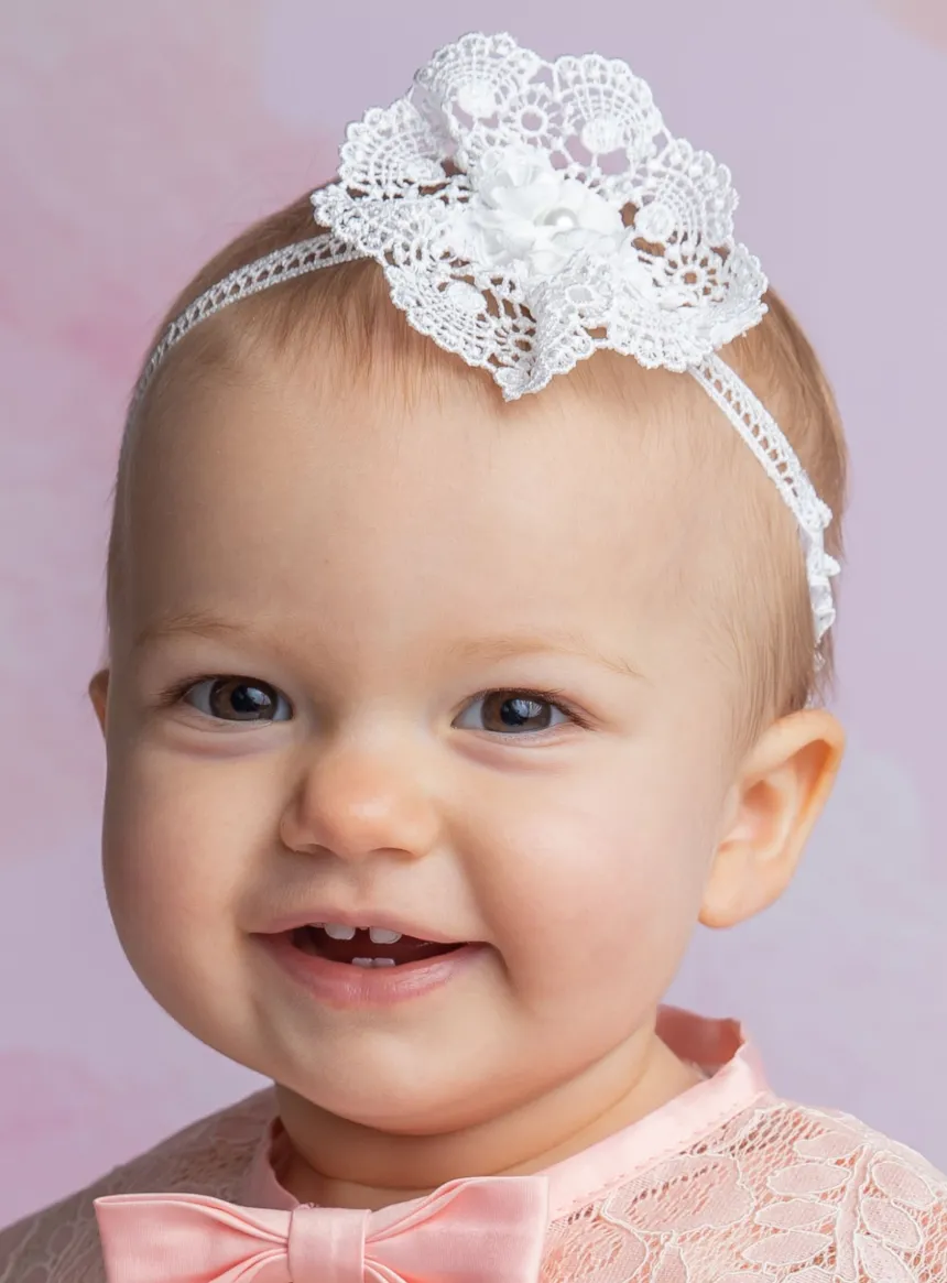 Bandeau bébé dentelle Ivoire - Ecru