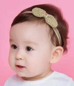 Bandeau bébé fille or avec nœud Or