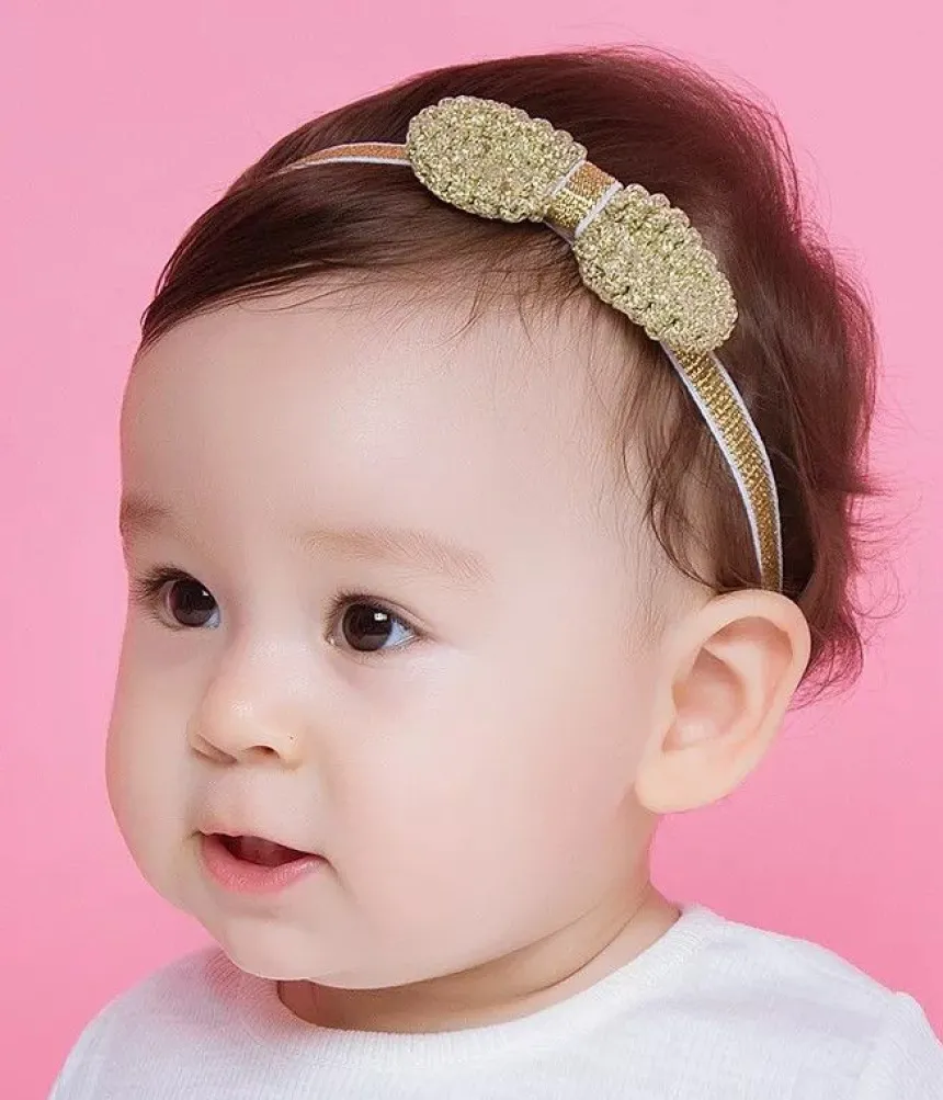 Bandeau bébé fille or avec nœud Or