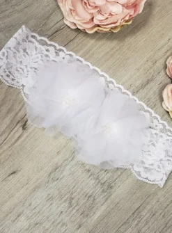 Bandeau bébé 2 fleurs Blanc