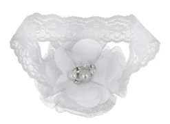 Bandeau bébé fleurs et strass Blanc