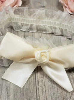Bandeau bébé noeud satin Ivoire - Ecru