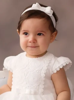 Bandeau bébé petit noeud Ivoire - Ecru