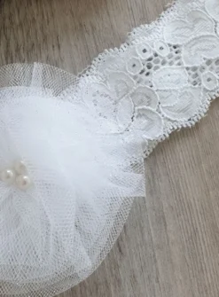 Bandeau blanc bébé dentelle Blanc