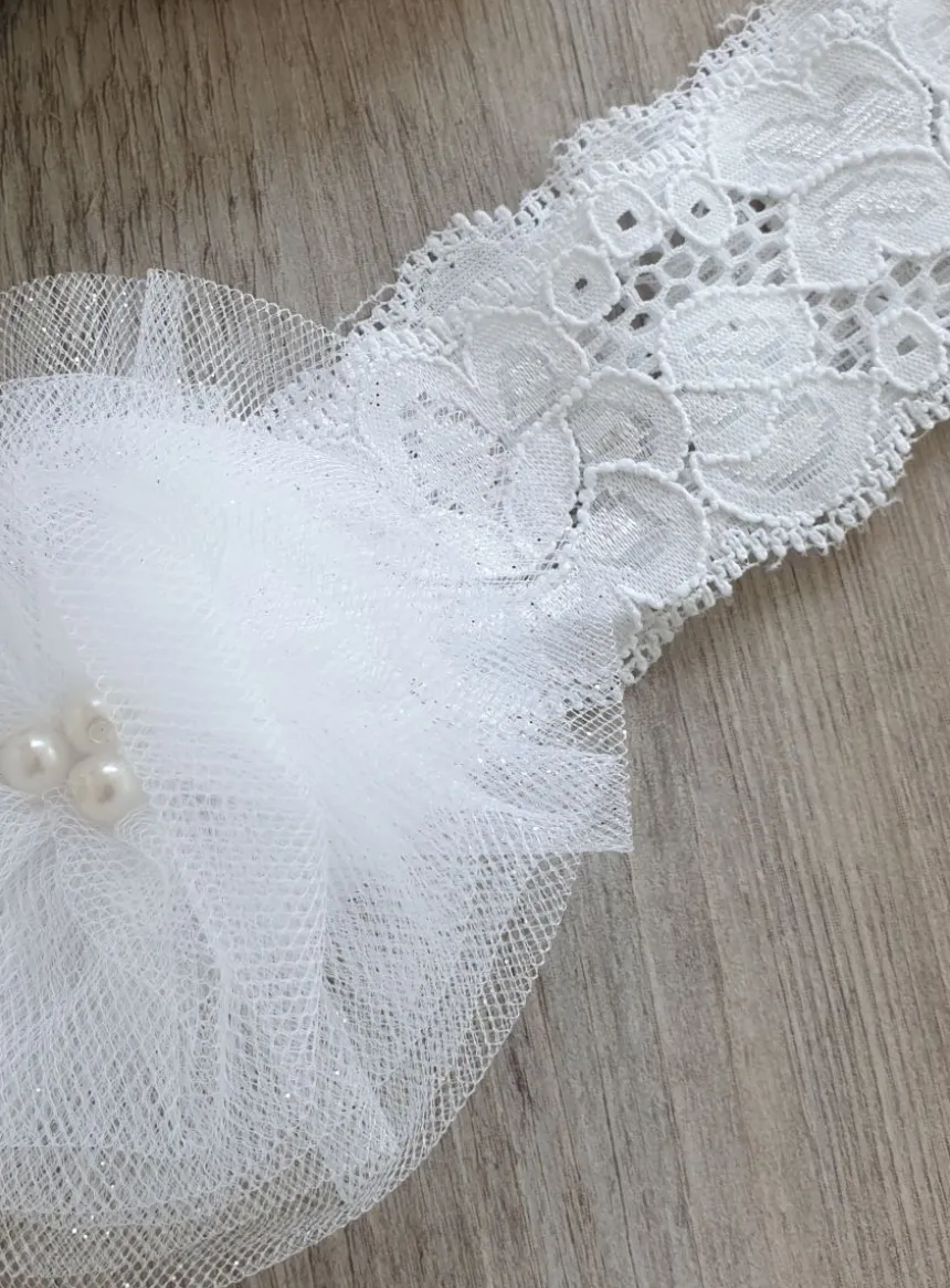 Bandeau blanc bébé dentelle Blanc