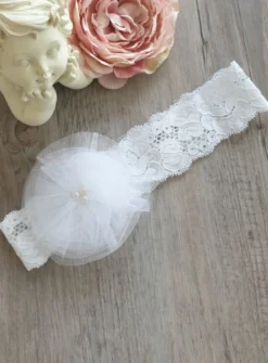 Bandeau blanc bébé dentelle Blanc
