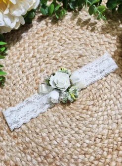Bandeau composition florale pour coiffure bébé