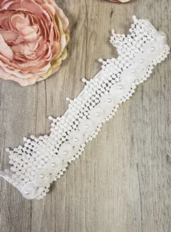 Bandeau couronne crochet bébé fille Blanc