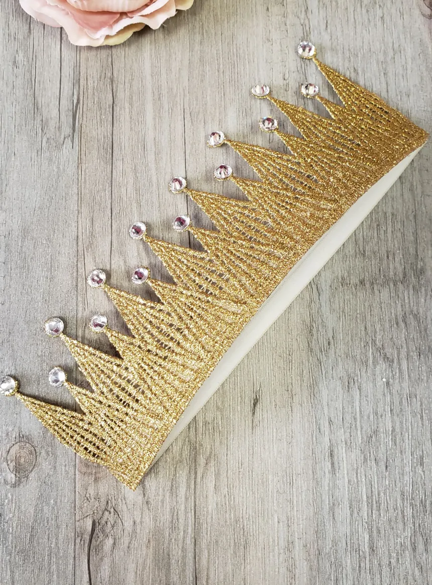 Bandeau couronne de princesse pour petite fille Or
