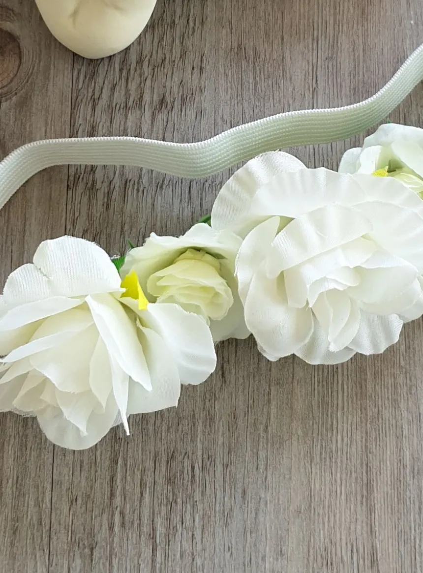 Bandeau de fleurs champêtre Ivoire - Ecru