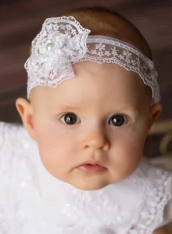 Bandeau dentelle blanche pour bébé Collection Lola Blanc