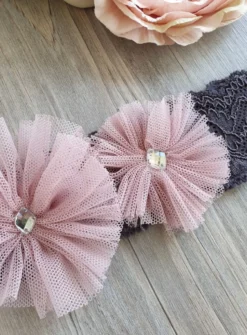 Bandeau dentelle et tulle vieux rose Vieux rose