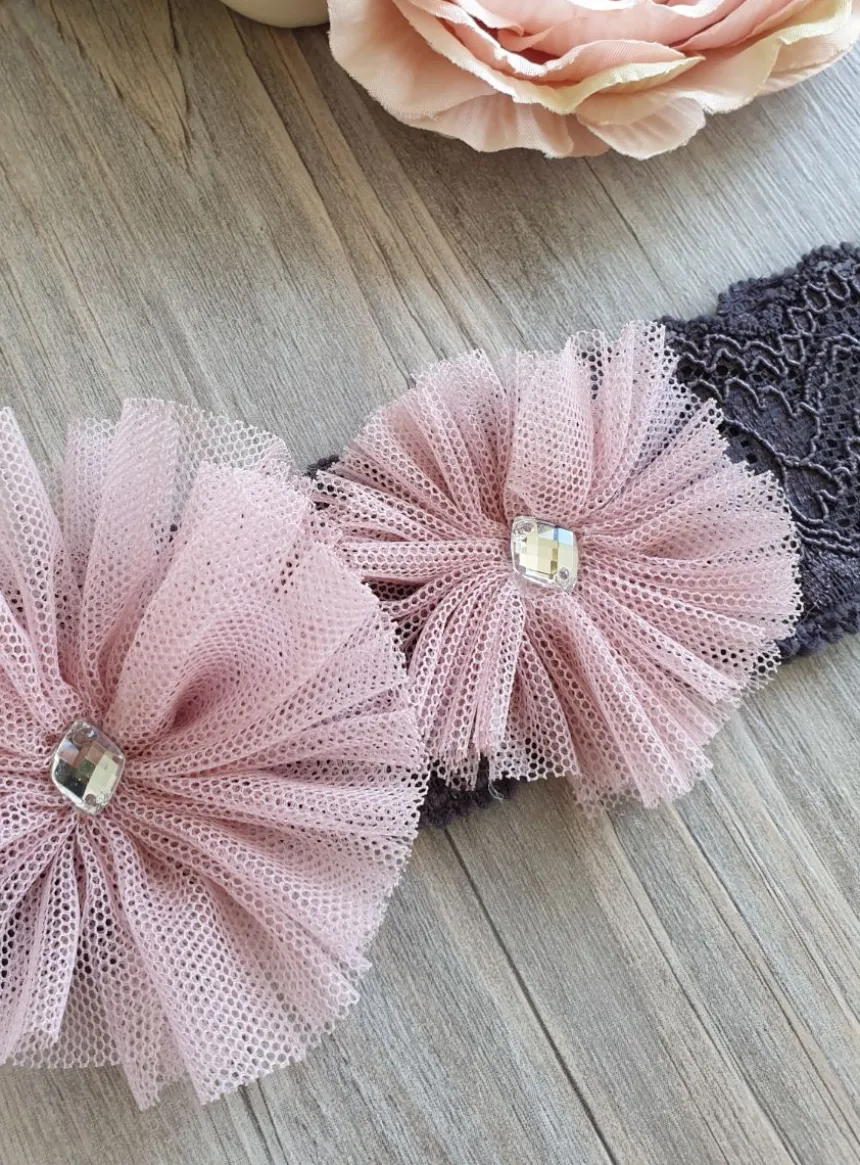 Bandeau dentelle et tulle vieux rose Vieux rose