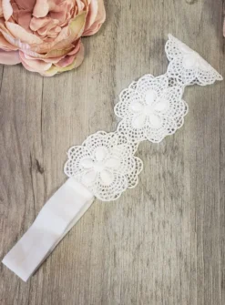 Bandeau dentelle fleur petite fille Blanc