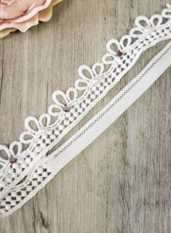 Bandeau dentelle petite fille dentelle perles et strass Blanc