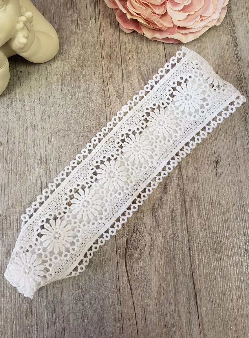 Bandeau dentelle vintage petite fille Blanc