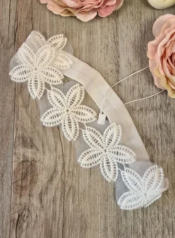 Bandeau fleur brodé Blanc