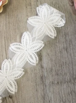 Bandeau fleur brodé Blanc