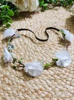 Bandeau floral petites fleurs blanches