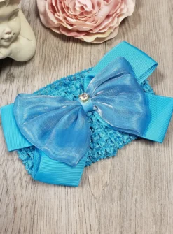 Bandeau gros neud Bleu turquoise