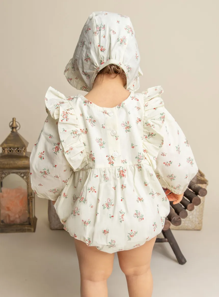 Barboteuse bébé fille imprimée petites fleurs