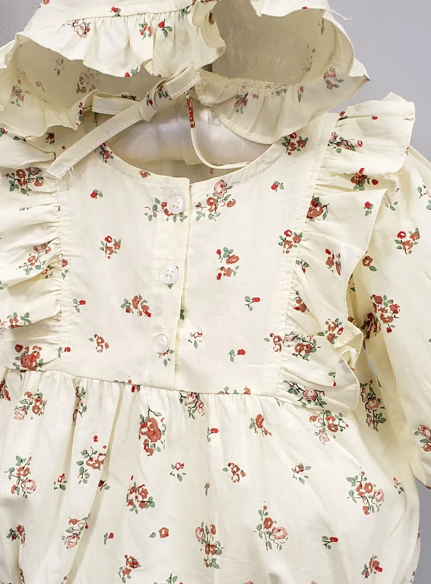 Barboteuse bébé fille imprimée petites fleurs