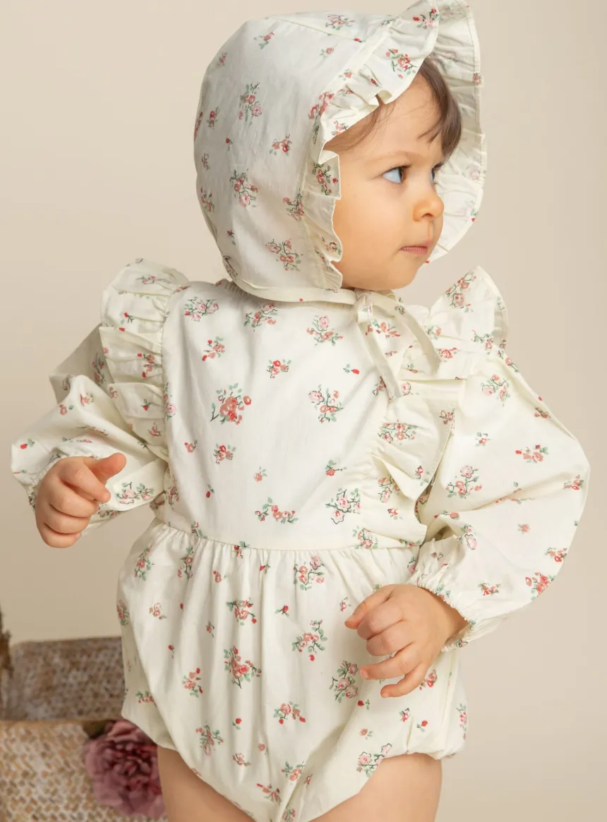 Barboteuse bébé fille imprimée petites fleurs