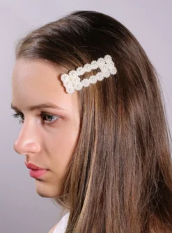Barrette perle large Ivoire - Ecru