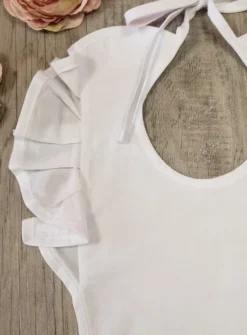 Bavoir avec froufrou volant Blanc