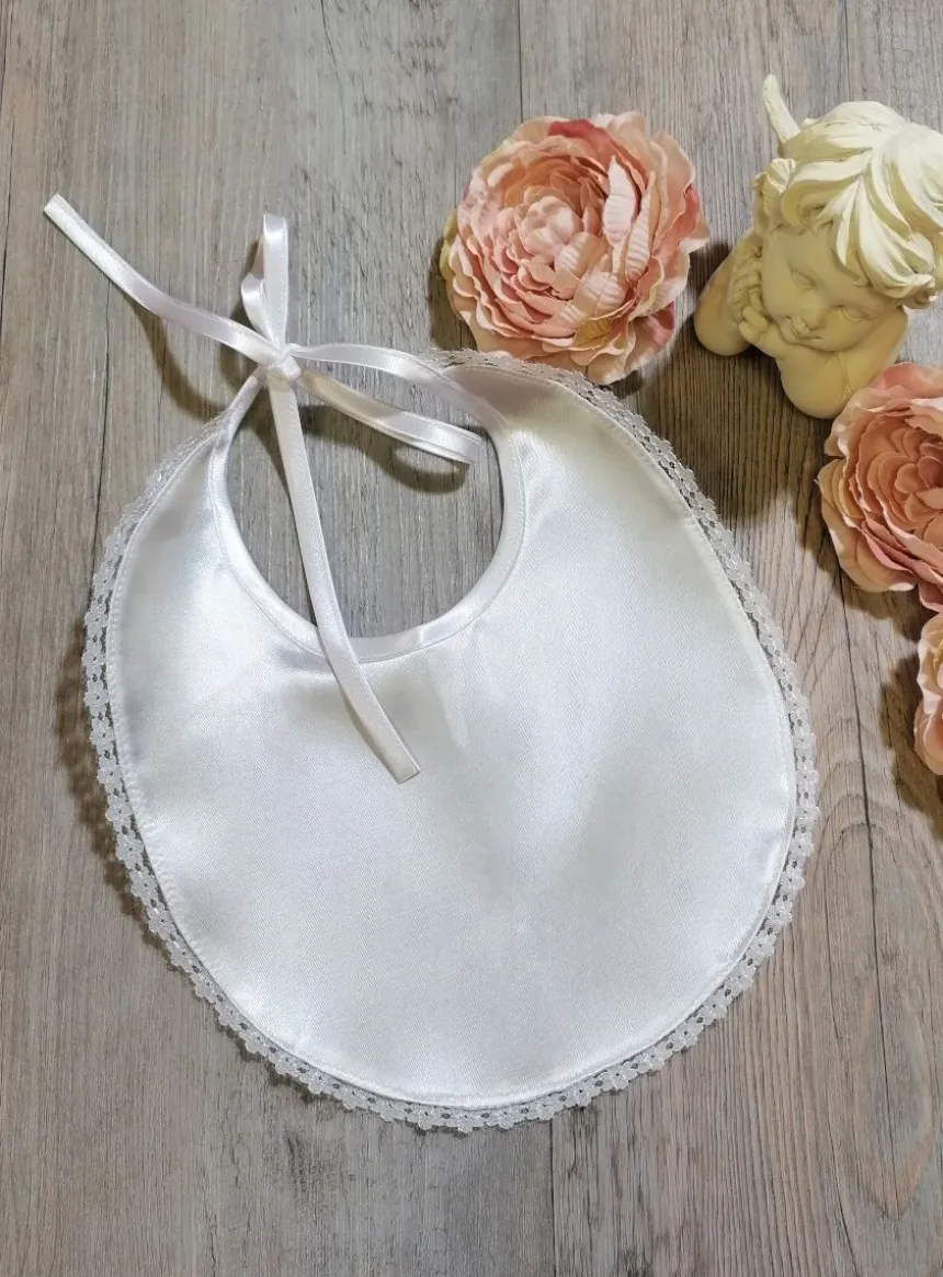 Bavoir baptême à personnaliser Blanc