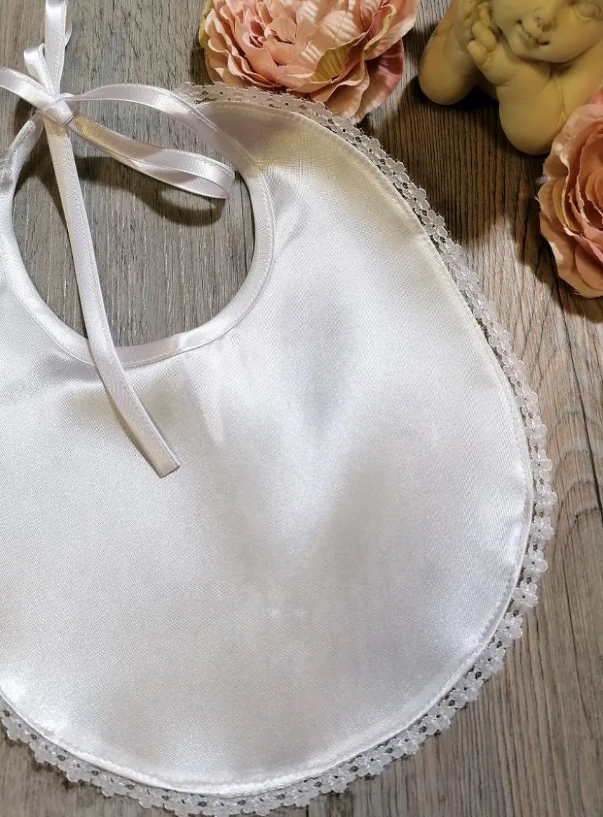 Bavoir baptême à personnaliser Blanc