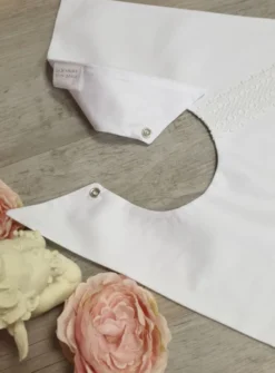 Bavoir baptême triangle vintage Yanis Blanc