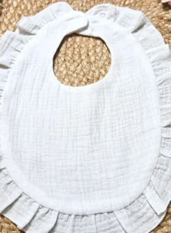 Bavoir bébé coton de gaze blanc - Personnalisable