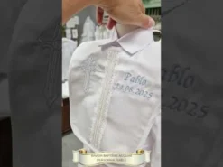 Bavoir bébé long dentelle dorée Joseph Blanc