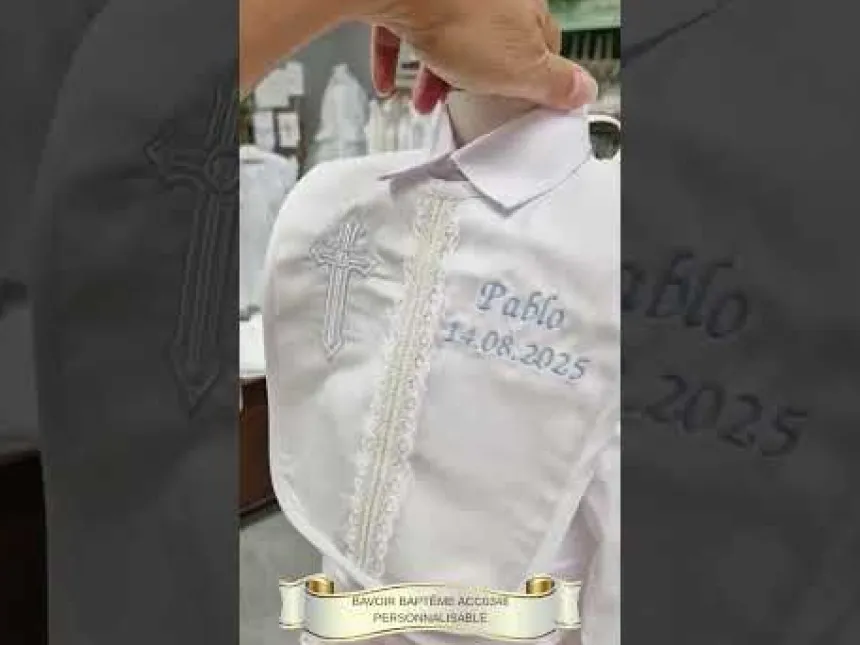 Bavoir bébé long dentelle dorée Joseph Blanc