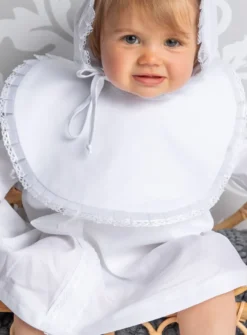 Bavoir bébé rond et organza Ellie Blanc