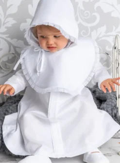 Bavoir bébé rond et organza Ellie Blanc