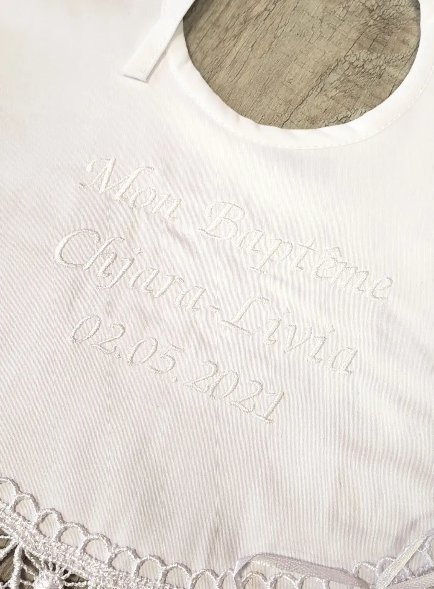 Bavoir bébé vintage dentelle Iris Blanc