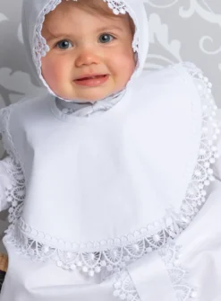 Bavoir bébé vintage dentelle Iris Blanc