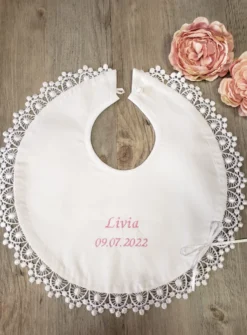 Bavoir bébé vintage dentelle Iris Blanc