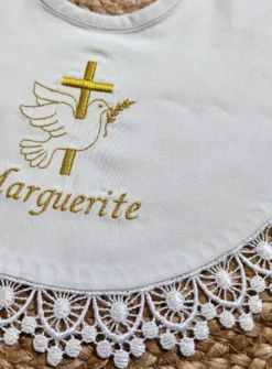 Bavoir bébé vintage dentelle Iris Blanc